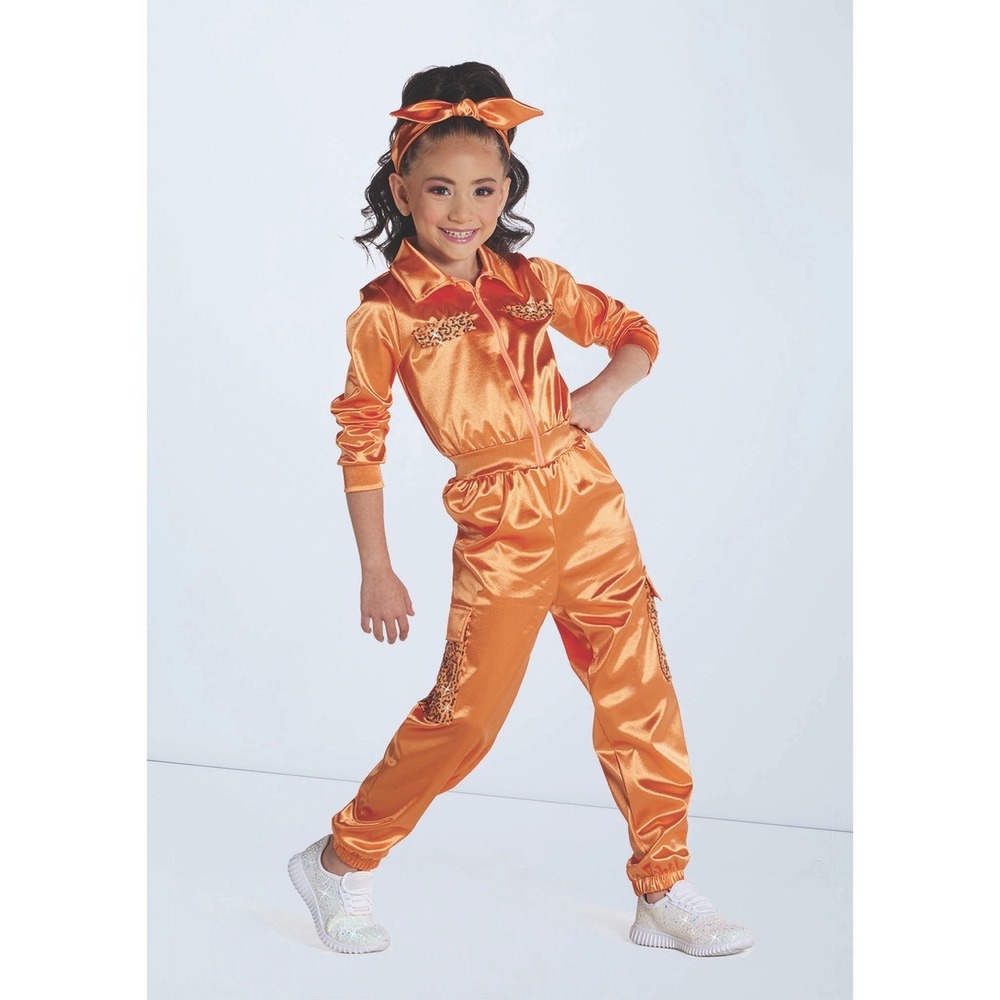 Weissman Showtime Ultraluminary Apricot Leopard Dance Costume Set 17354 MC 10/12